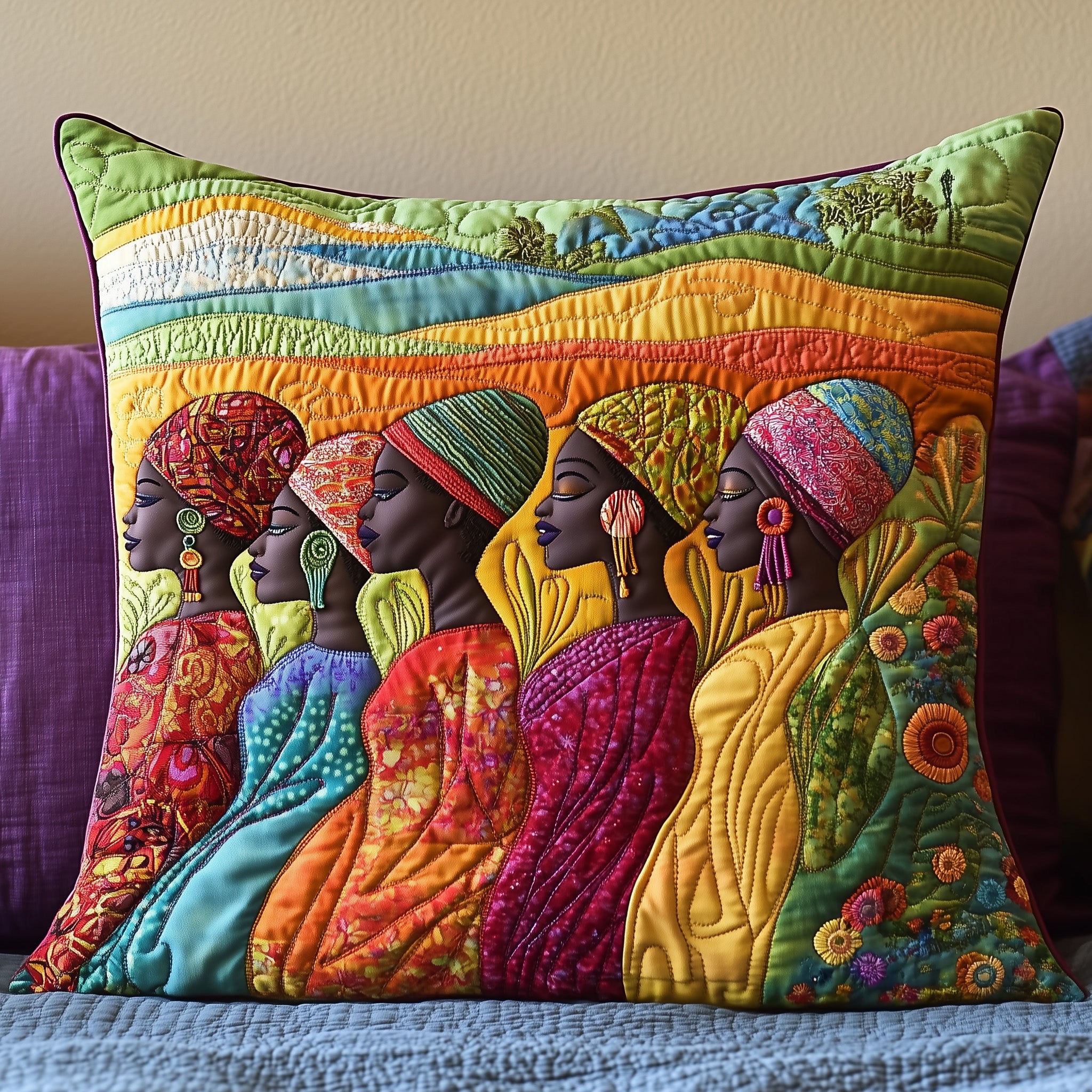 Rise & Slay Quilted Pillow Case Square Pillow Cushion CoverMelanin African American Gifts
