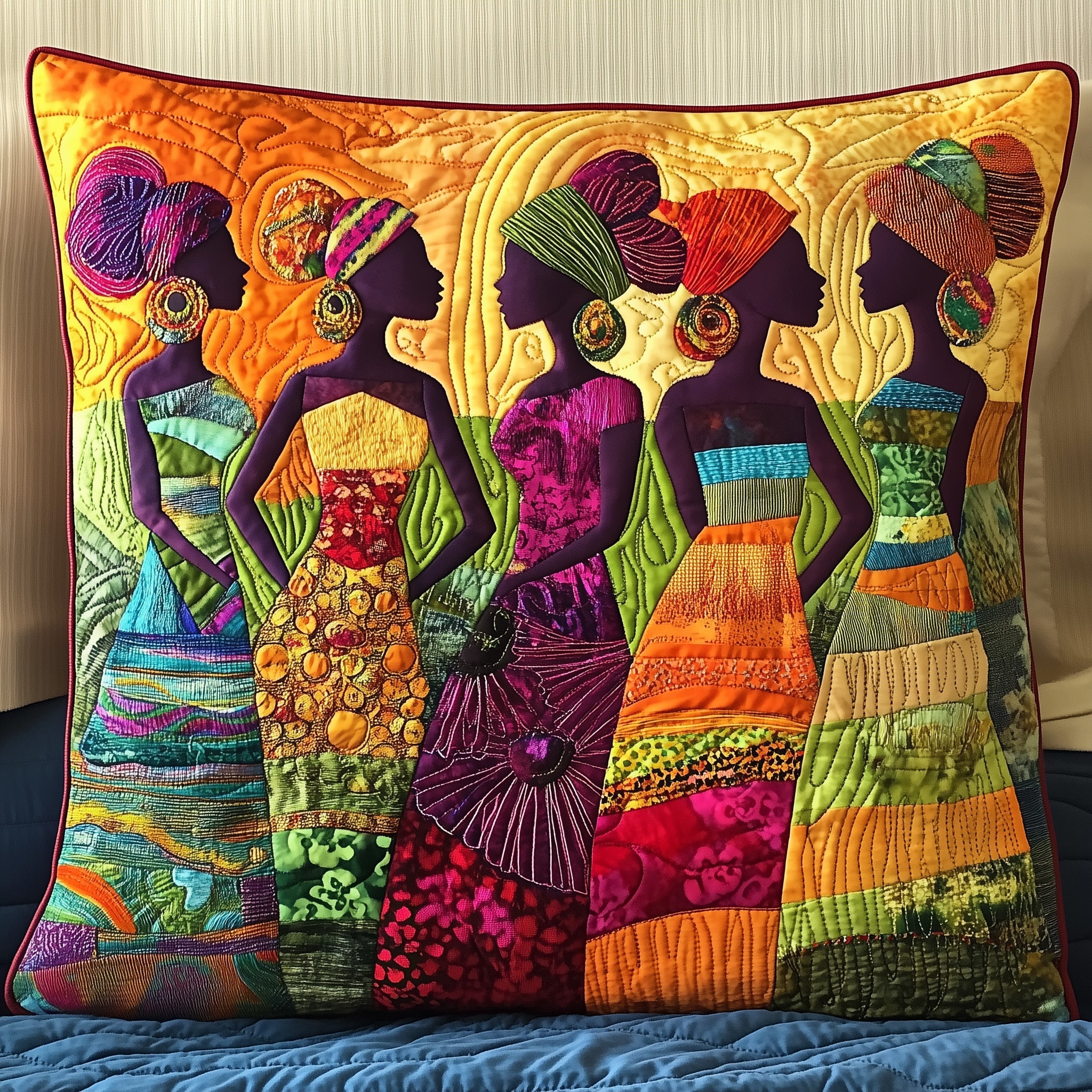 Rise & Slay Quilted Pillow Case Square Pillow Cushion CoverMelanin Black History Gifts For Ladies