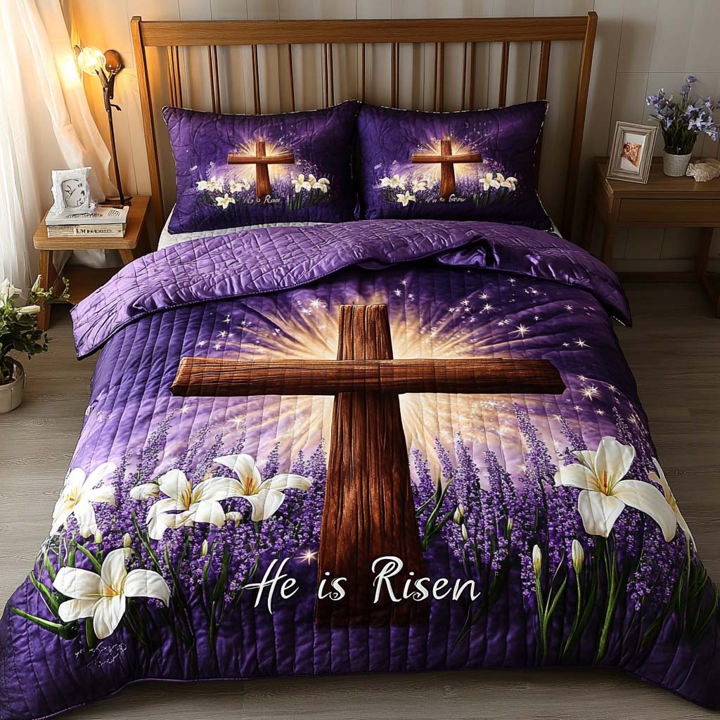 Risen in Glory Quilted Bedding Set Best Comforter Sets Christian Gifts For Couples