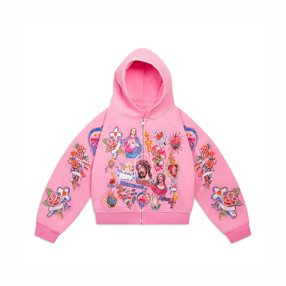 Risen King We Are Righteous Cropped Zip Hoodie Jesus Apparel Birthday Gift For Sisters