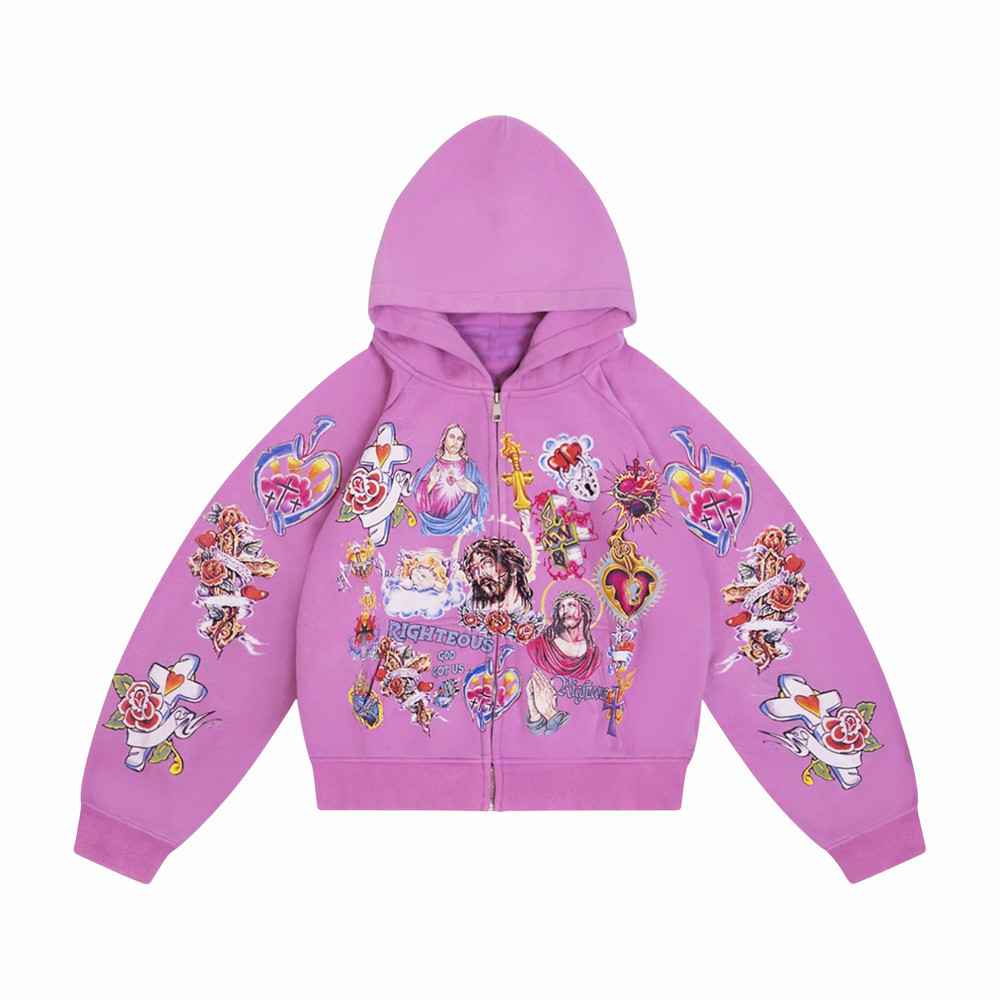 Risen King We Are Righteous Cropped Zip Hoodie Jesus Apparel Good Gift For Christians