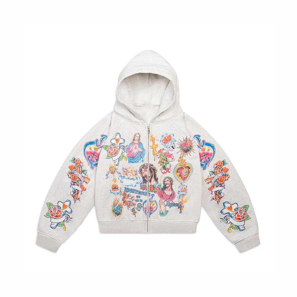 Risen King We Are Righteous Cropped Zip Hoodie Streetwear Apparel Christian Gift For Girlfriend