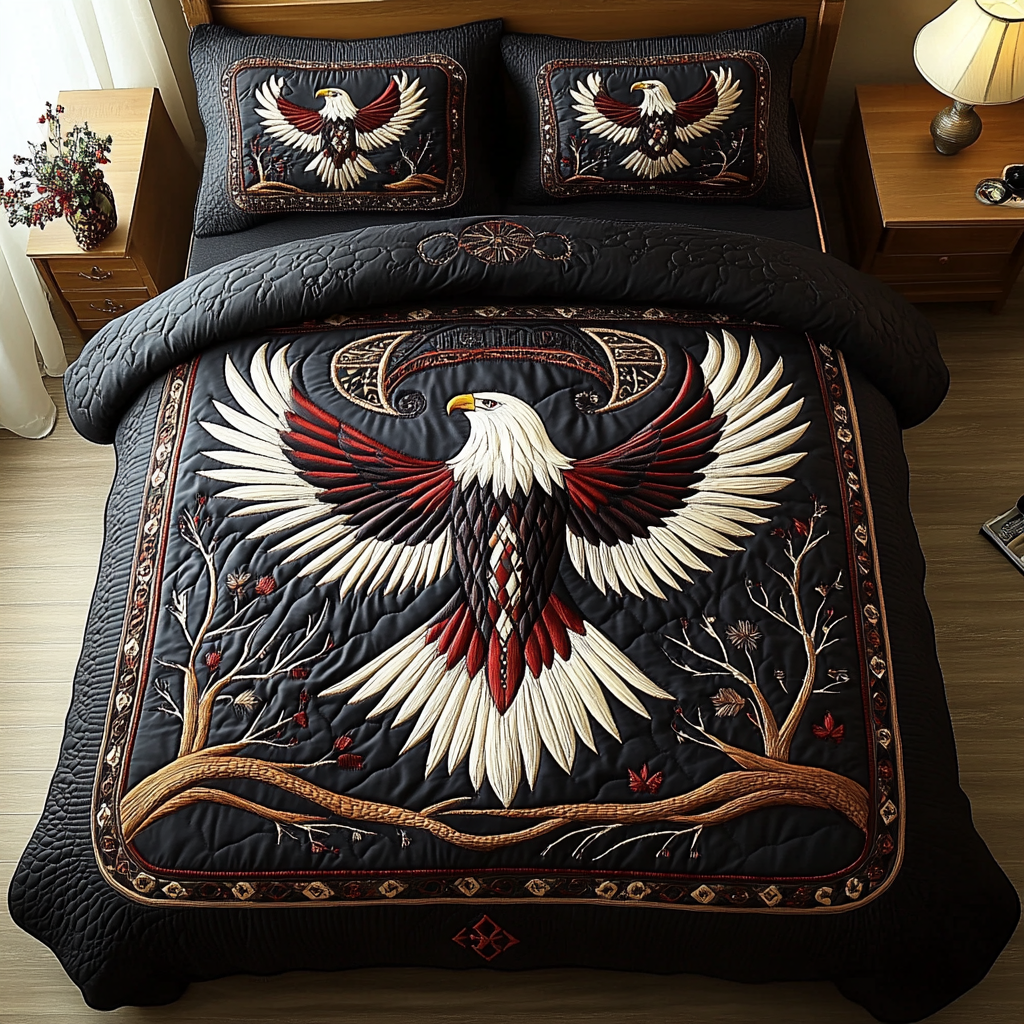 Rising Eagle Quilted Bedding Set Bedroom Decorations Eagle Themed Gifts Chritsmas