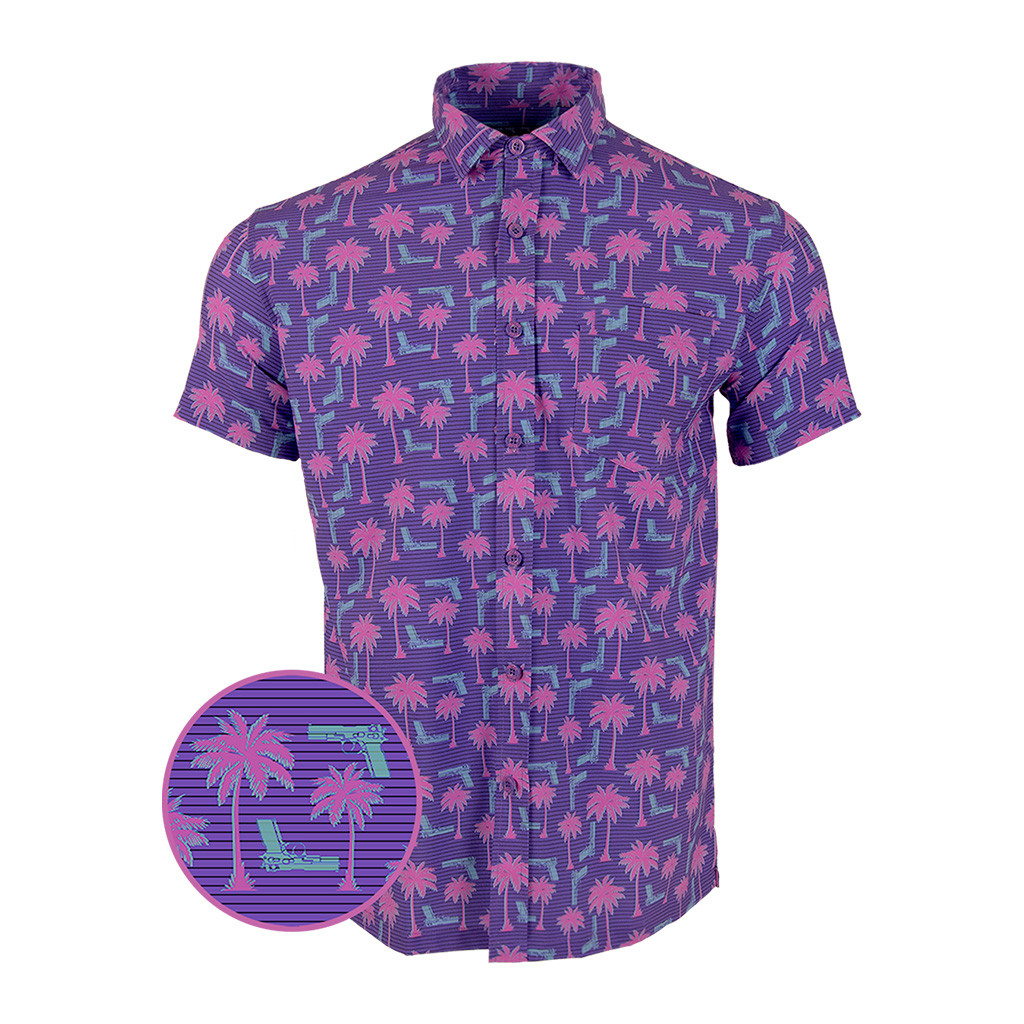 Rising Palm Purple Button Down Shirt Tactical Aloha Print Shirt Gun Lovers Gifts Rising Palm Purple Button Down Shirt Tactical Aloha Print Shirt Gun Lovers Gifts