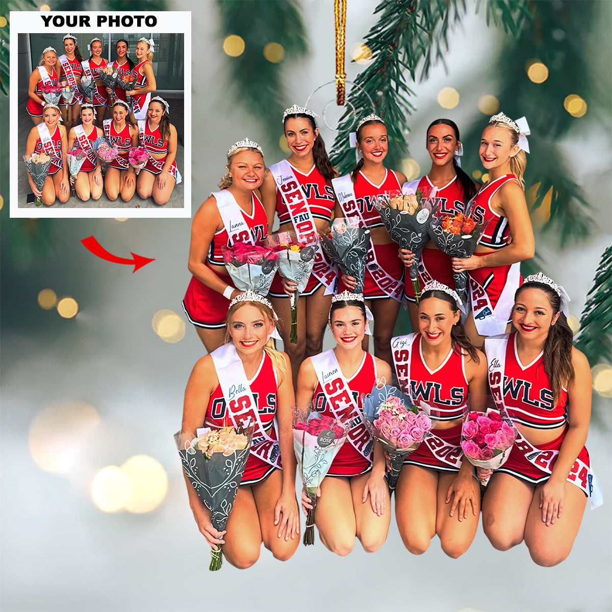 Rising Stars Personalized Photo Mica Ornament Christmas Gift For Sport Lovers Cheerlea