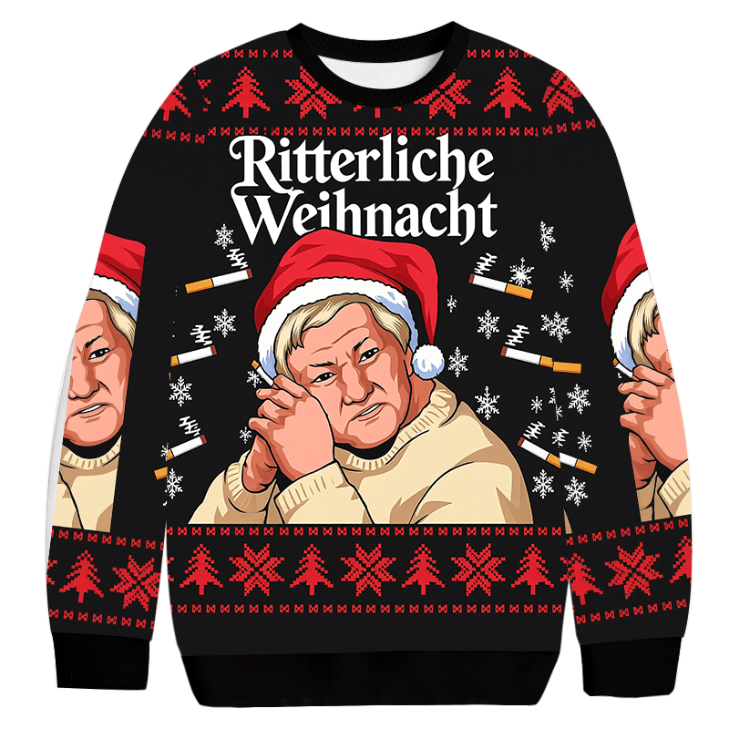 Ritterliche Weihnacht Smoking Grandma Christmas Ugly Sweatshirt Festive Xmas Winter Sweater Gift Ideas