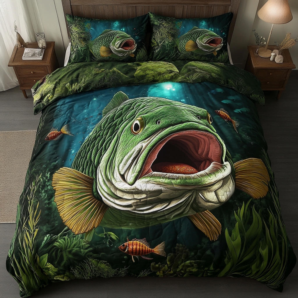 River Dream Quilted Bedding Set Best Comforter Sets Gift For Fish Lovers