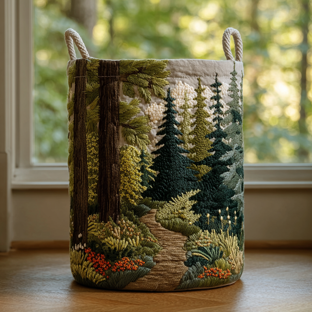 River Edge Quilted Laundry Basket Quilted Fabric Laundry Bin for Organized Living