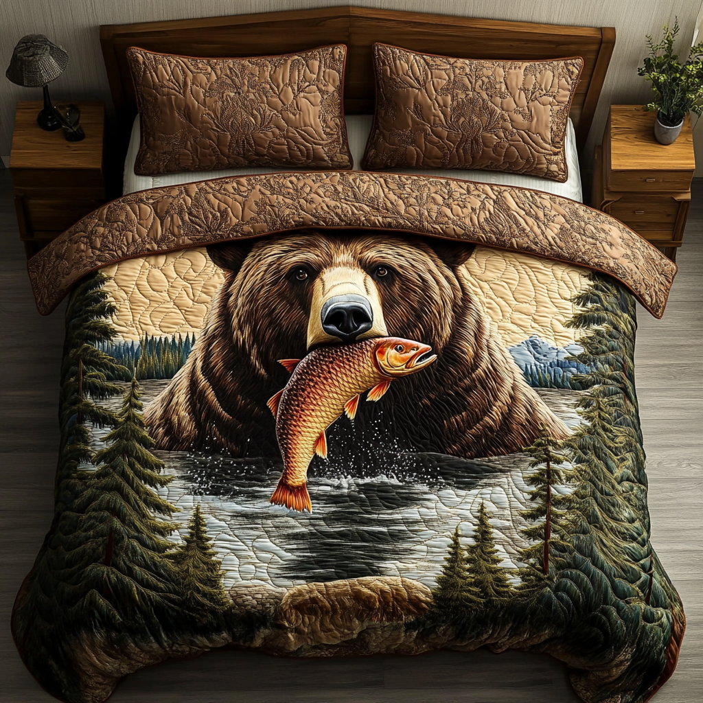 River Hunter Quilted Bedding Set Cool Bedroom Decor Best Gifts For Hunters