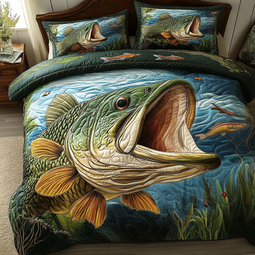 River King Quilted Bedding Set Bed Decor Unique Fishing Giftsf