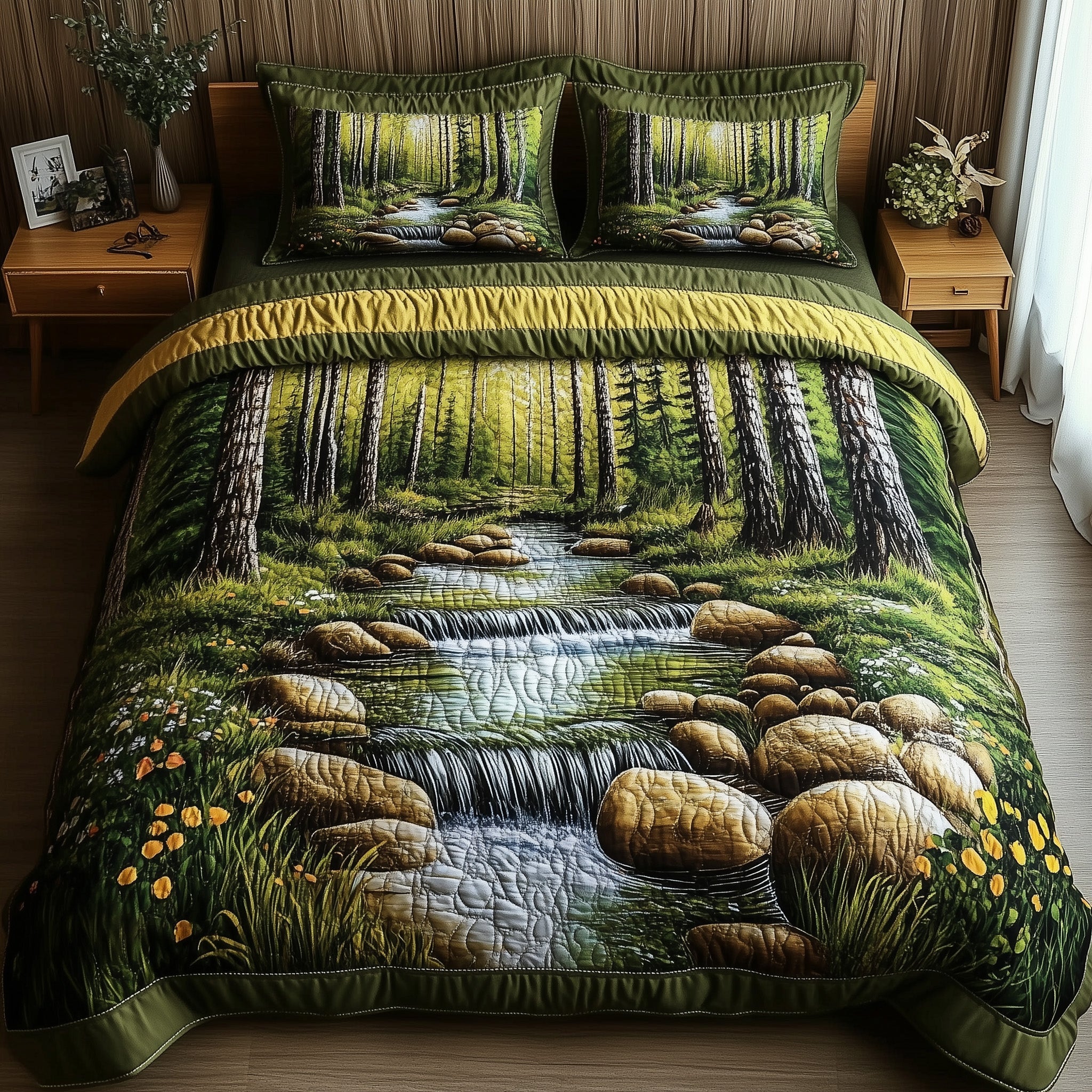 River of Quiet Moments Quilted Bedding Set Duvet Cover Merchandise Fun Fall Gift Ideas
