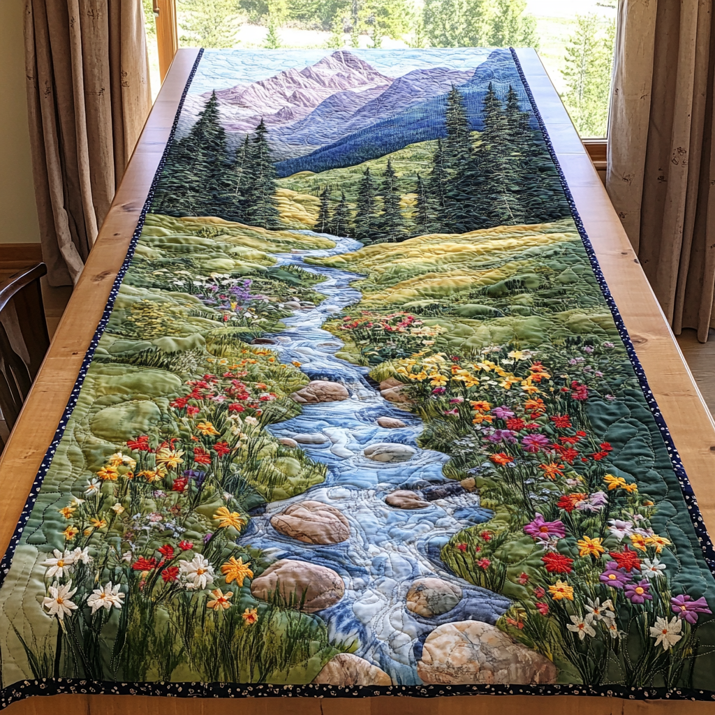 River Path Quilted Table Runner Dining Room Decor Ideas Christmas Floral Gifts