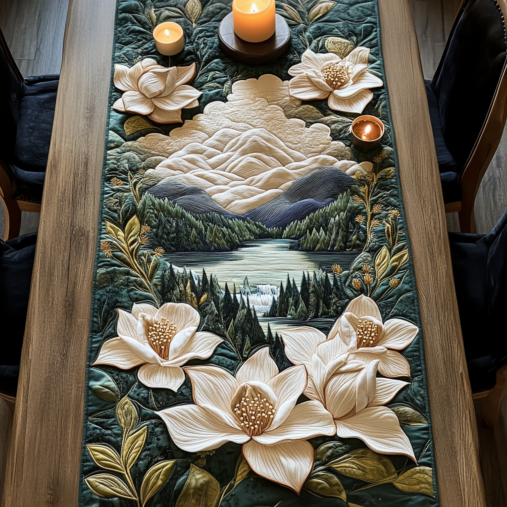 River Petal Quilted Table Runner Dinner Table Decor Ideas Gifts For Flower Enthusiasts