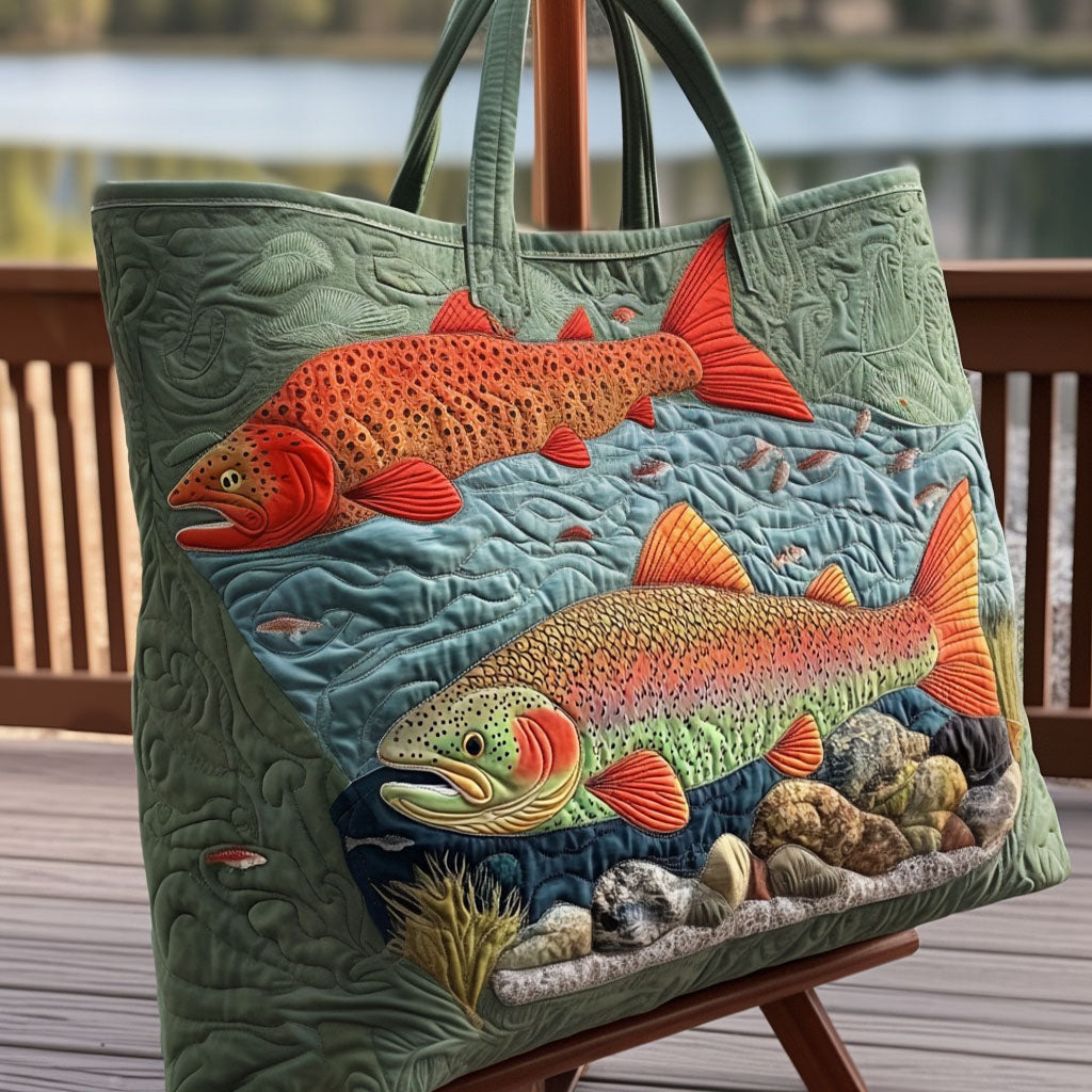 River Spirit Quilted Tote Bag Gift For Koi Fish Lovers