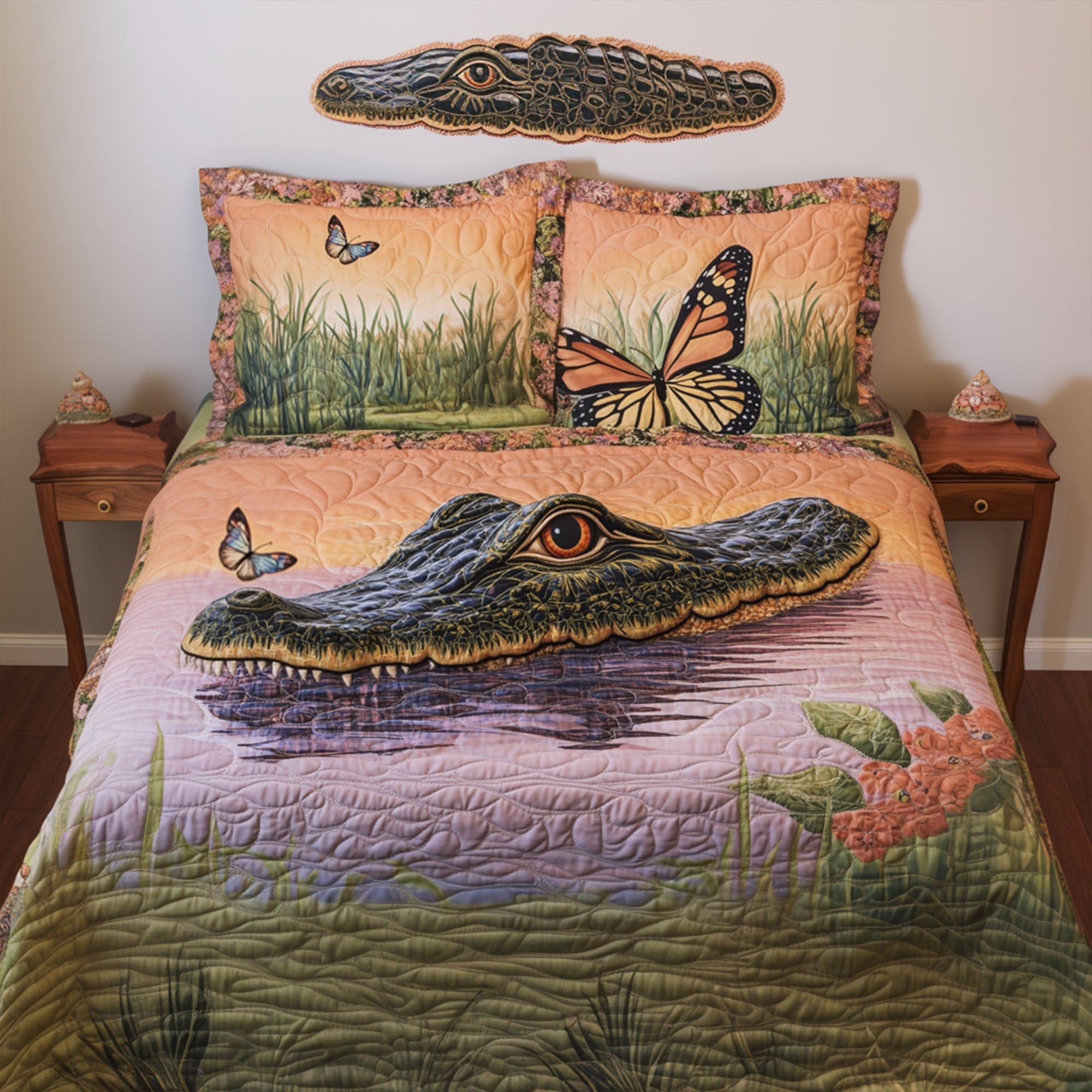 Riverbed Giant Quilted Bedding Set Bed Room Decoration Alligator Gift Ideas