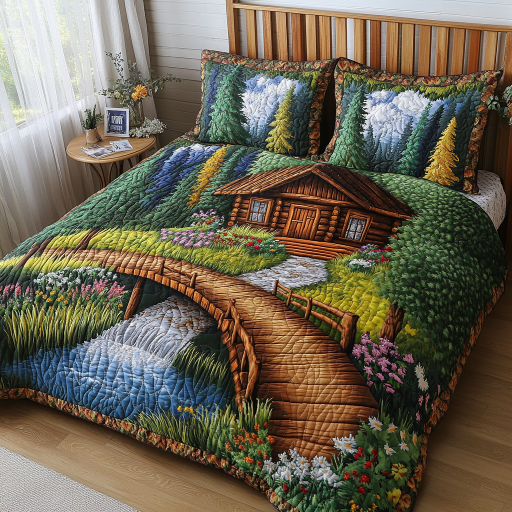 Riverfront Cabin Quilted Bedding Set Bed Decorations Christmas Gifts For Husband