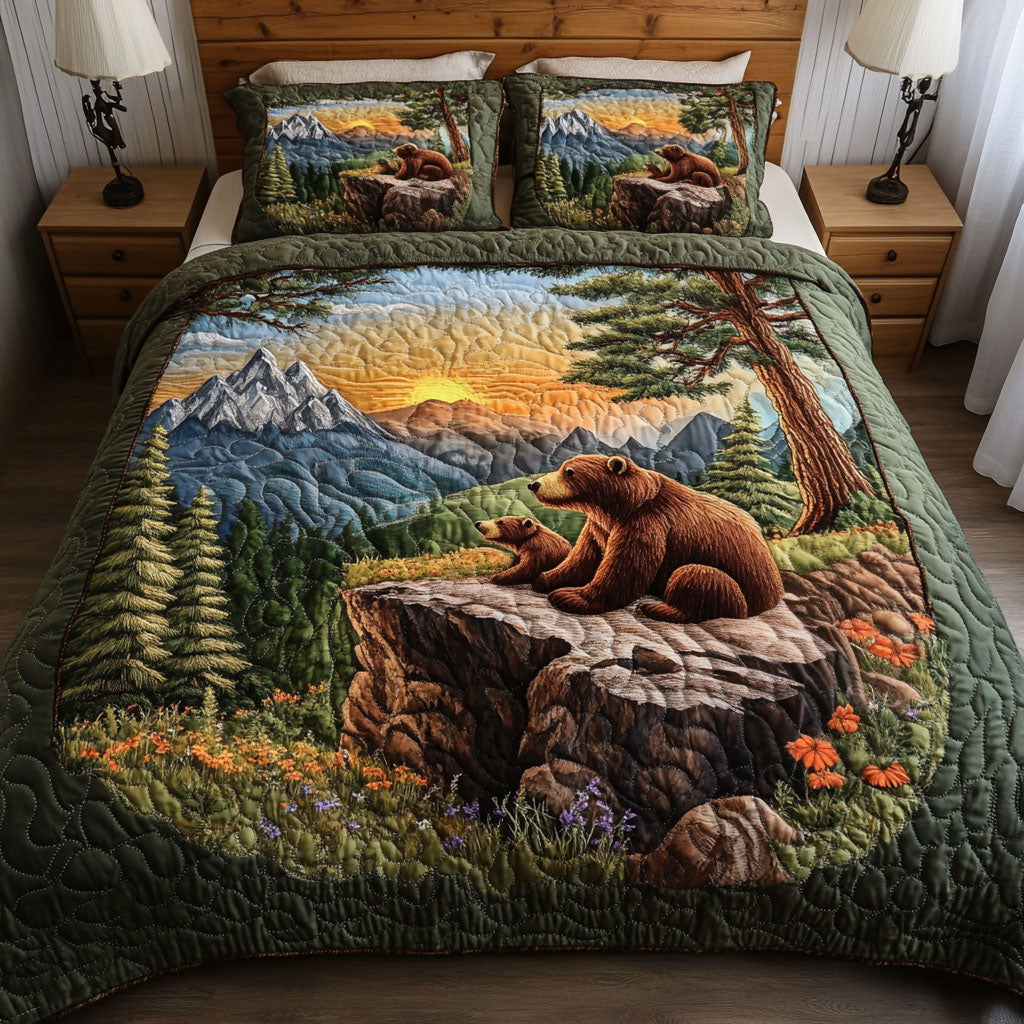 Riverside Bears Quilted Bedding Set Best Bedspread Set Bear Themed Gifts