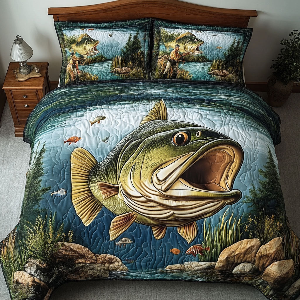 Riverside Retreat Quilted Bedding Set Cozy Bedroom Decor Fishing Related Gifts