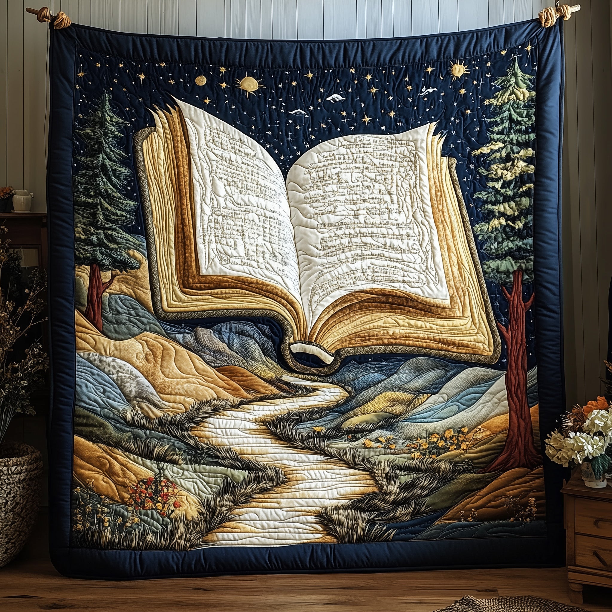 Road To Knowledge Quilted Blanket Merchandise Throw BlanketGreat Book Lover Presents