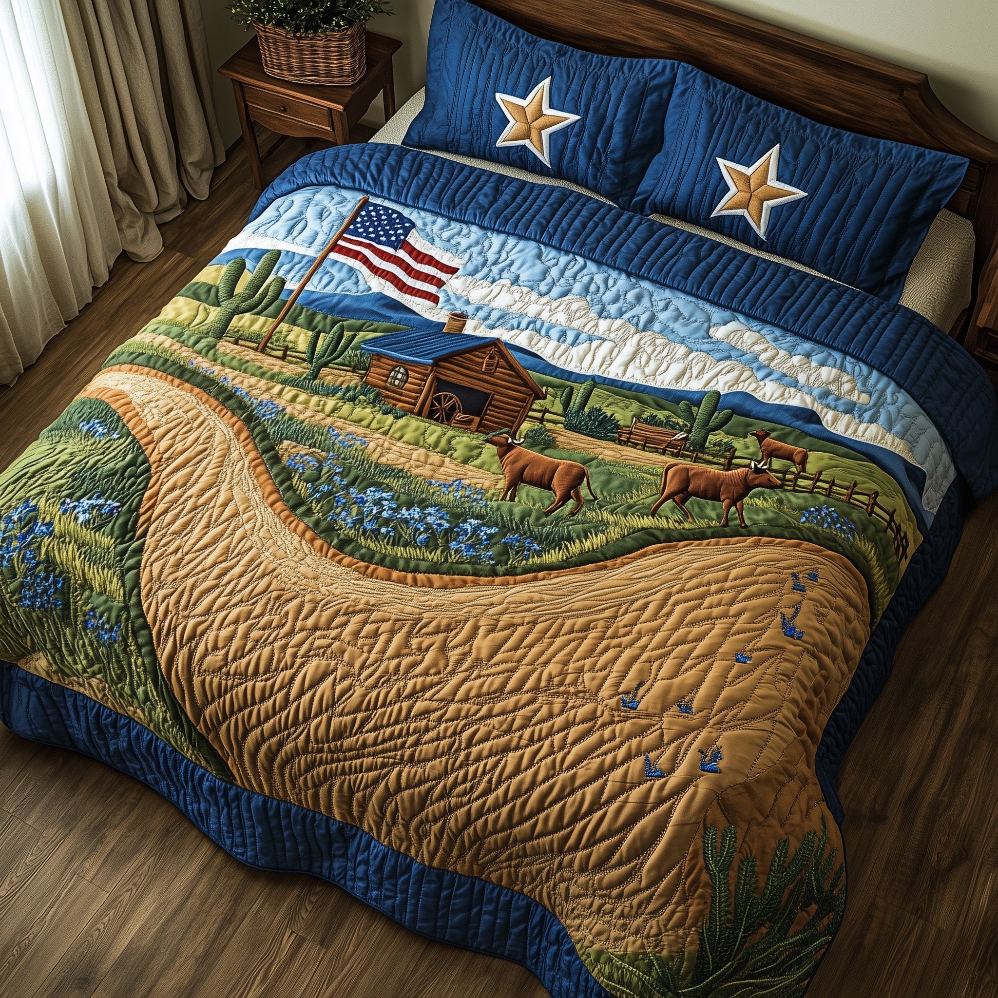Road to Texas Quilted Bedding Set Duvet Cover Merchandise Cactus Gifts For Her