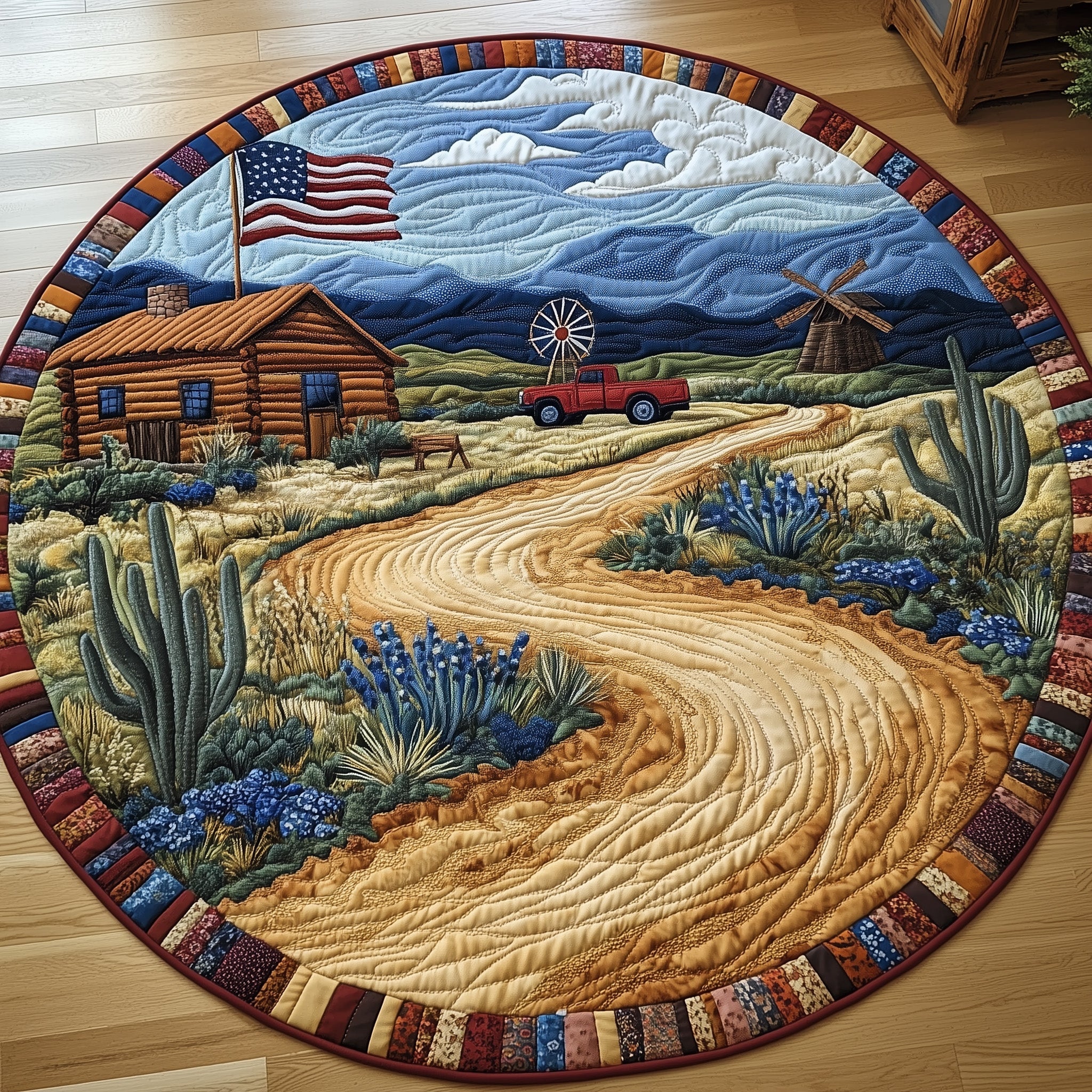 Road To Texas Quilted Round Mat Gftohd7711 Halloween Gift