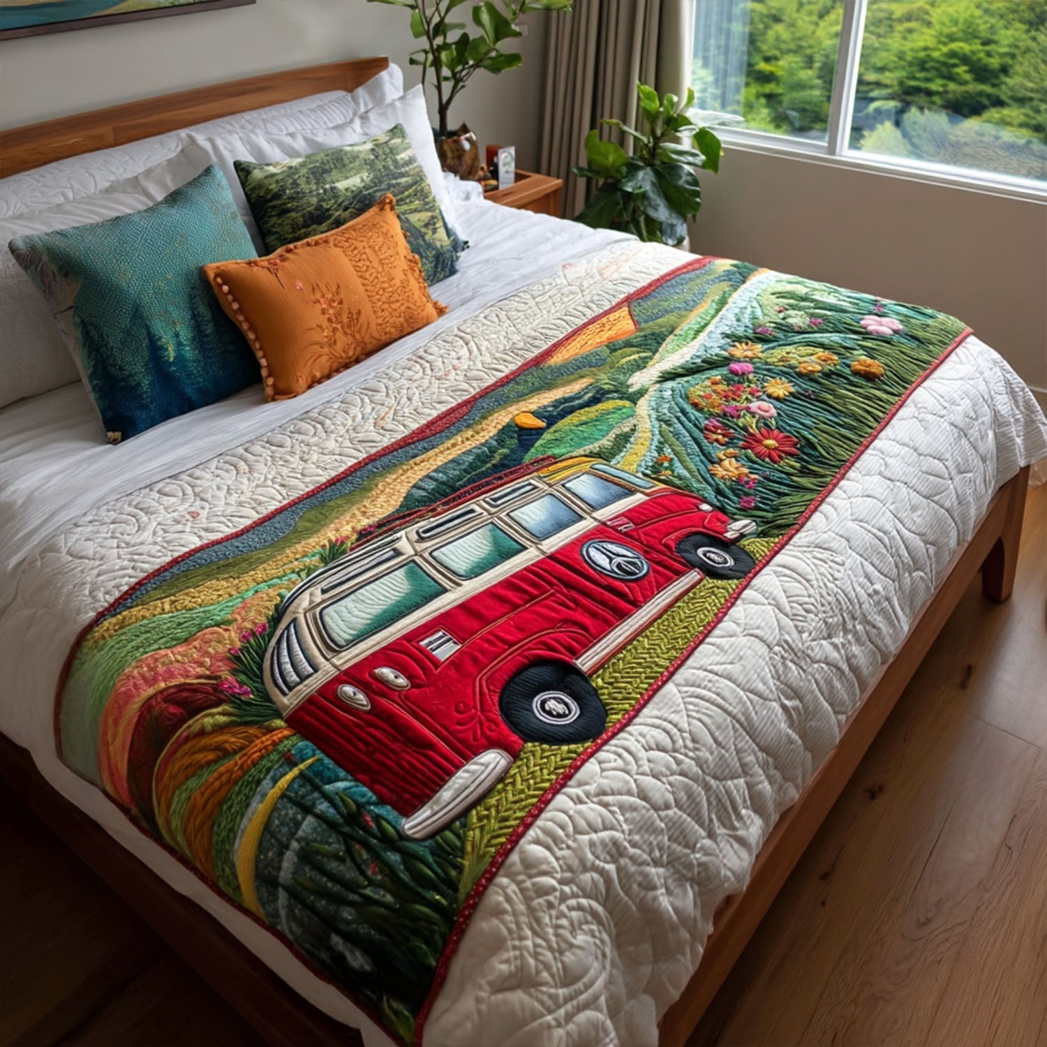 Road Trip Dreams Quilted Bed Runner Bedroom Decorations Hippie Christmas Gifts