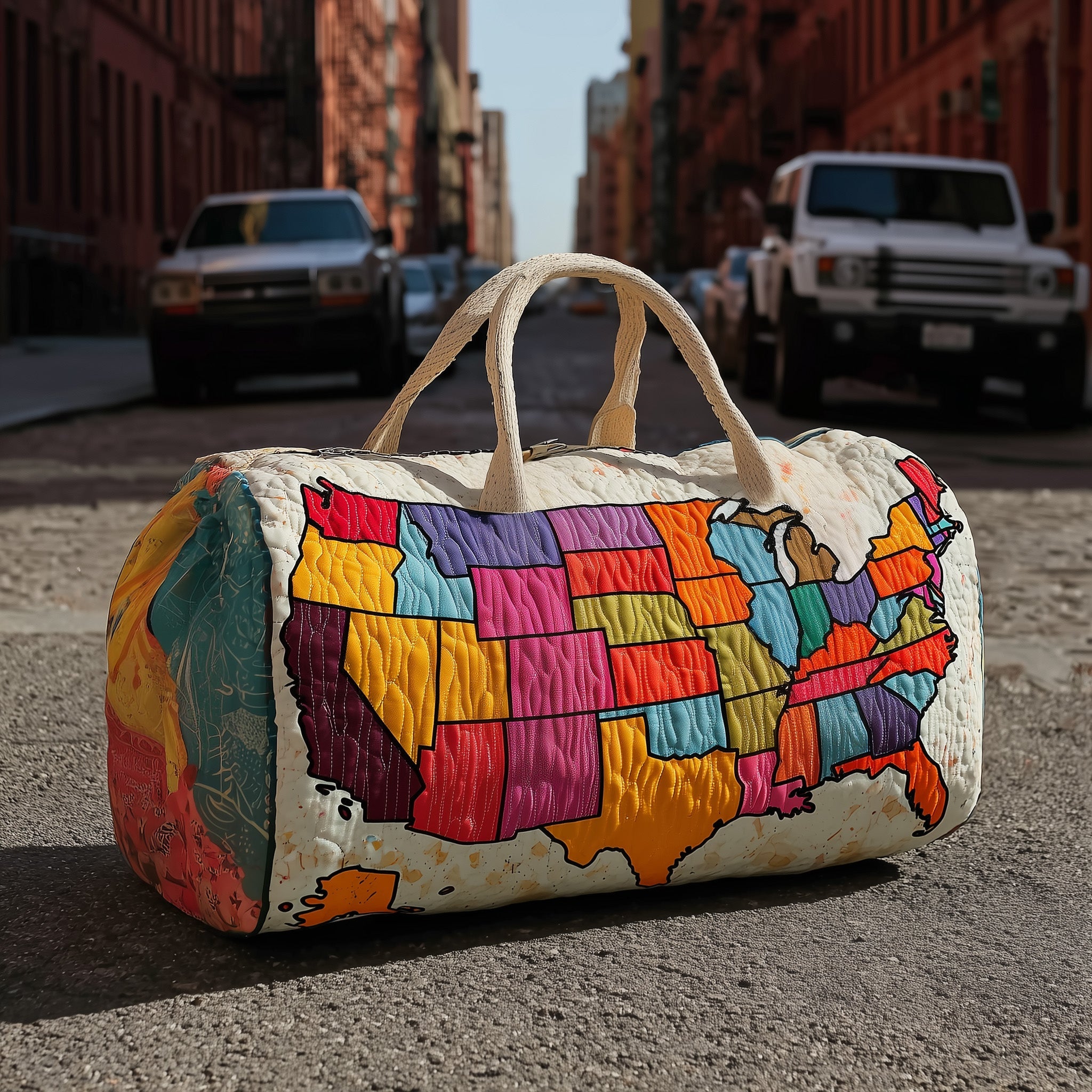 Roadtrip Usa Quilted Duffle Bag For Everyday Use
