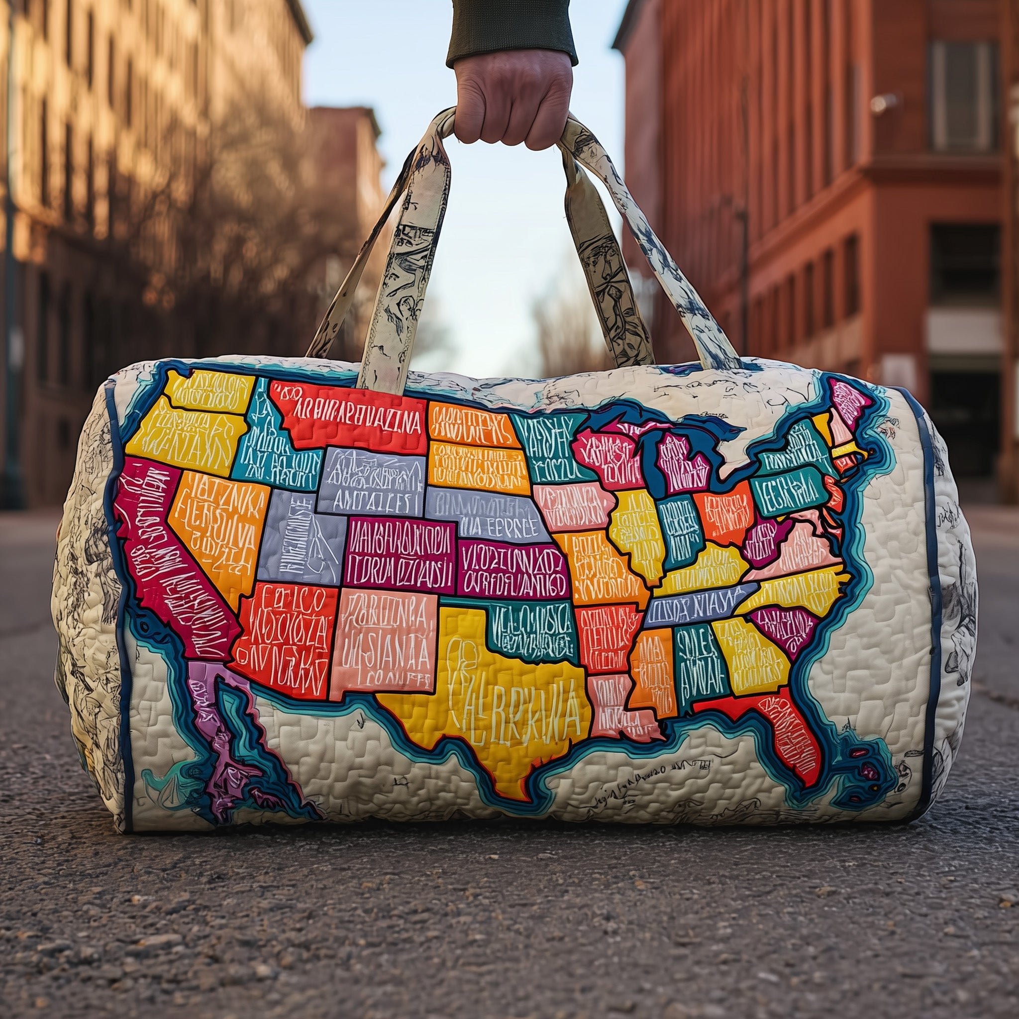 Roadtrip Usa Quilted Duffle Bag For Work And Travel