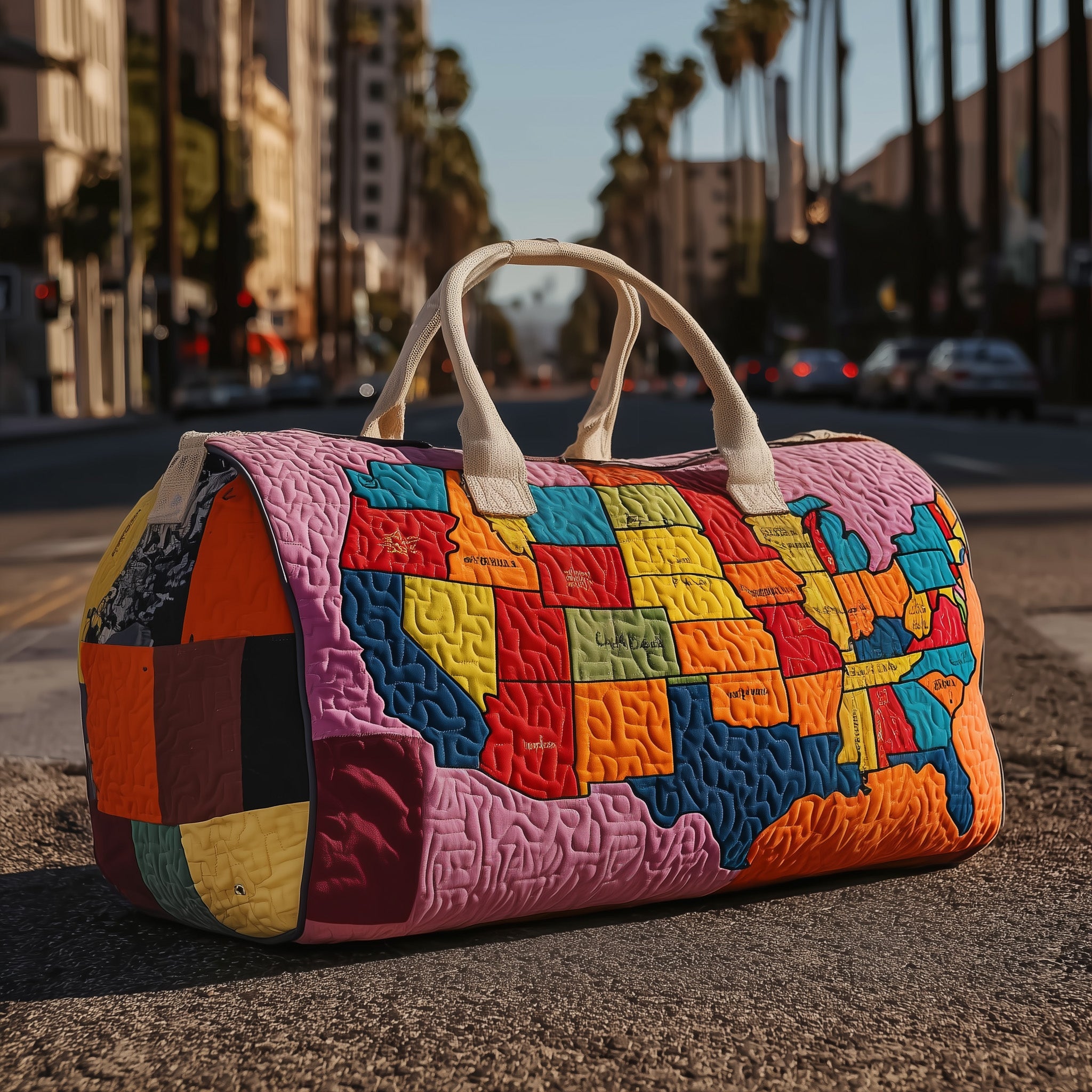 Roadtrip Usa Quilted Duffle Bag Gift For Family