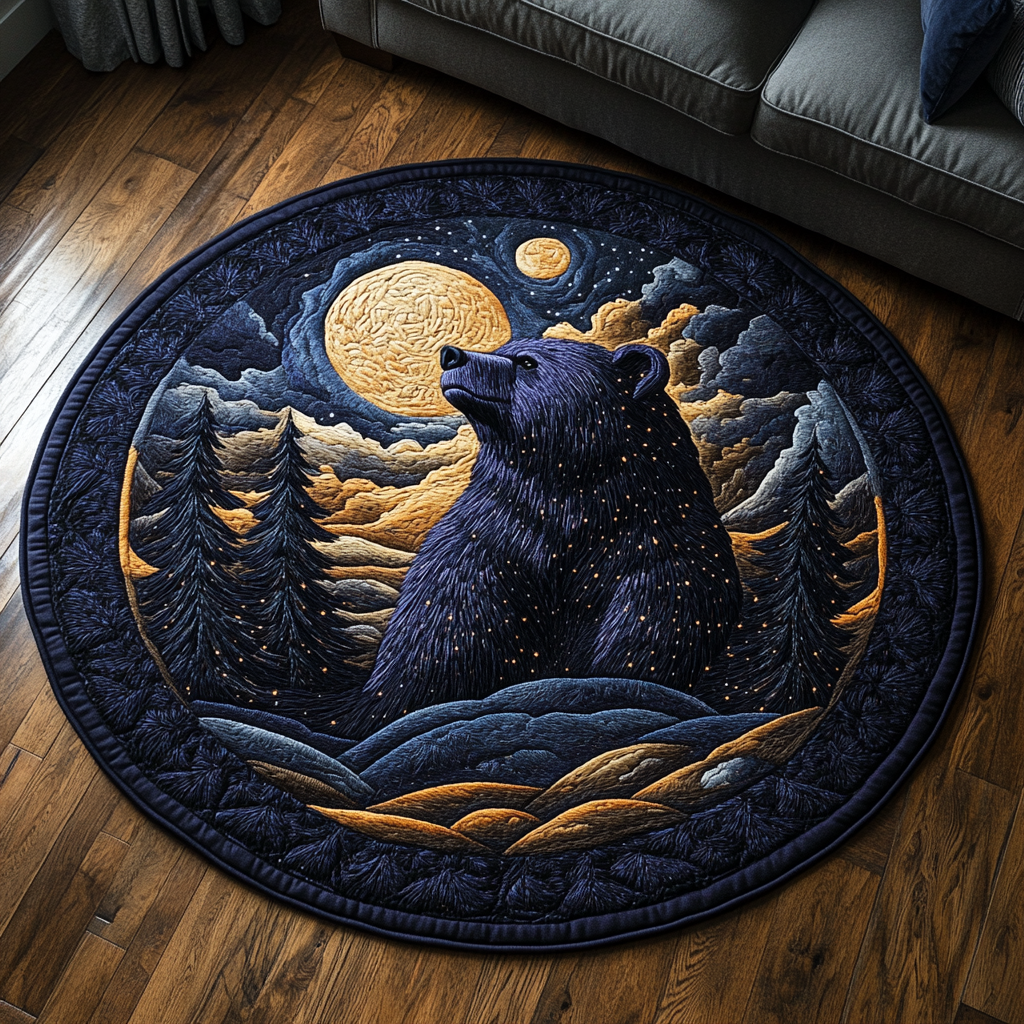 Roaming Beast Quilted Round Mat Entry Way Ideas Bear Gifts For Men