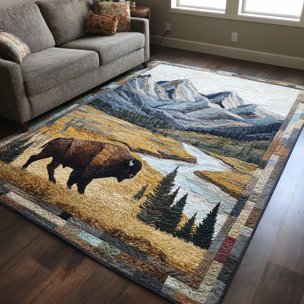 Roaming Bison Area Rug Dining Table Accessories Buffalo Bison Merchandise