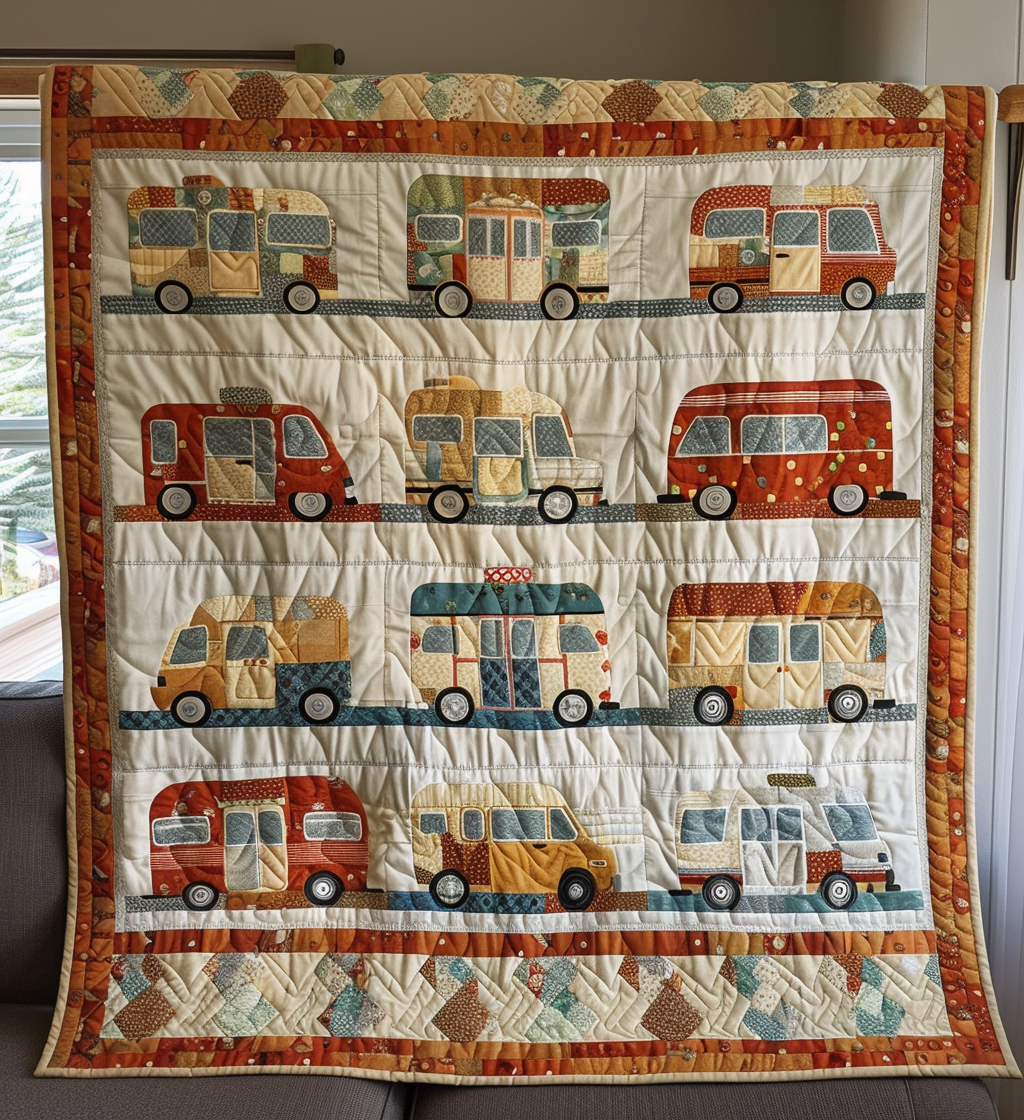 Roaming Camper Quilted Blanket Gifts For Camping Lovers