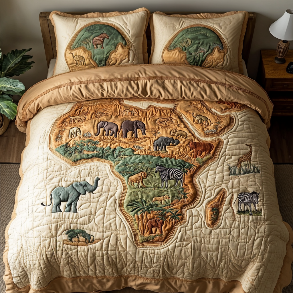 Roaming Heart Quilted Bedding Set Bed Decorations African American Heritage Month Gifts