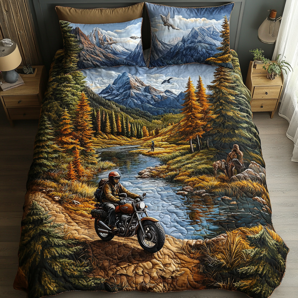 Roaming Path Quilted Bedding Set Bed Decor Camping Themed Gifts