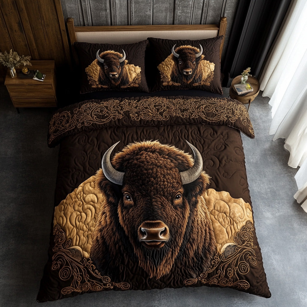 Roaming Spirit Quilted Bedding Set Bed Decorations Bison Themed Gifts
