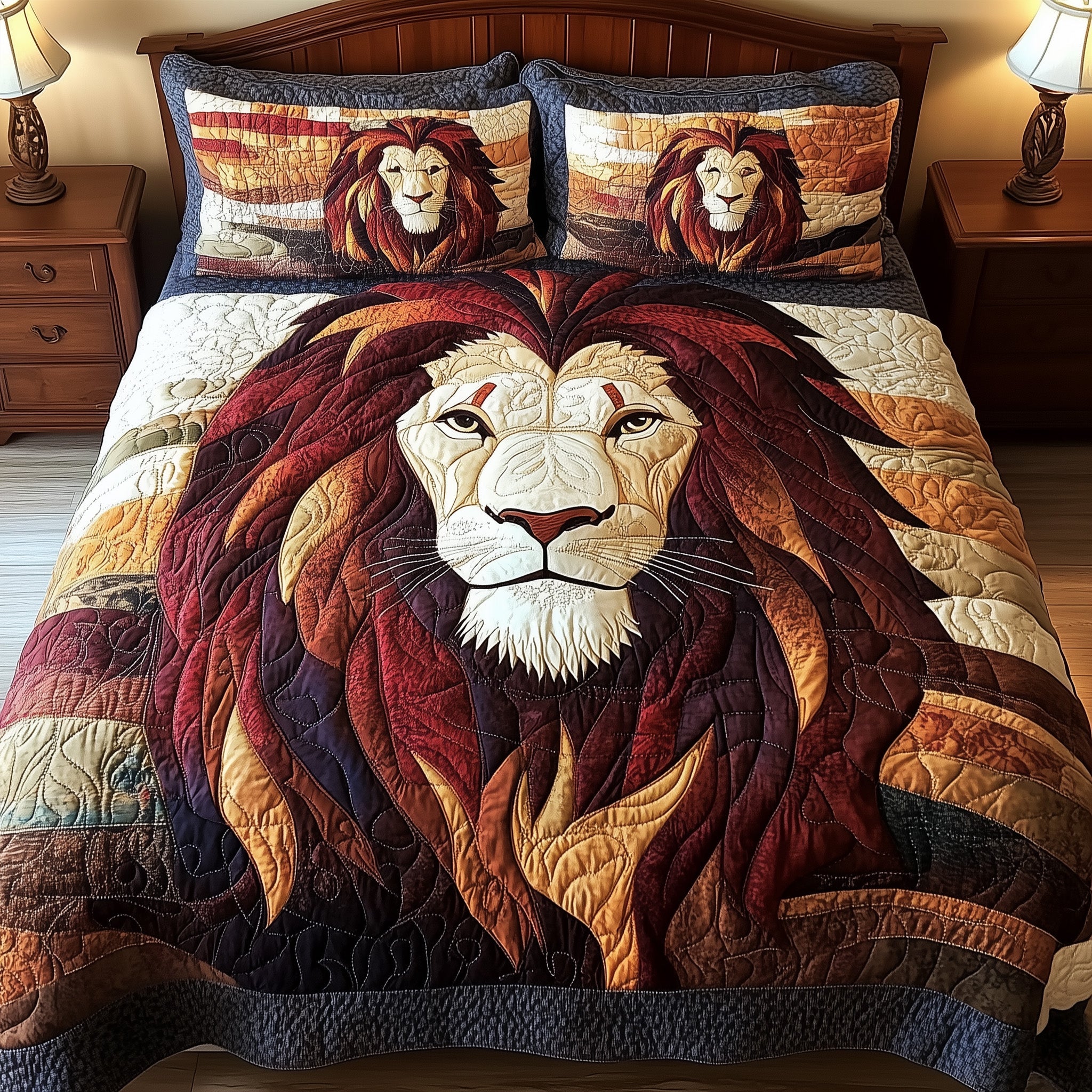 Roarbreaker Lion Quilted Bedding Set Duvet Cover Bedspread Best Gift For Lion Lovers
