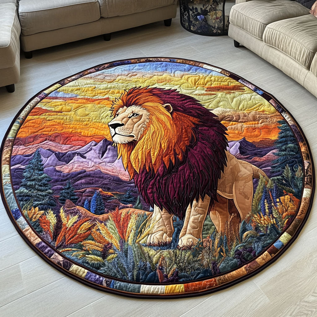 Roaring Lion Sunset Quilted Round Mat Front Door Idea Lion Presents For Dad Father's Day