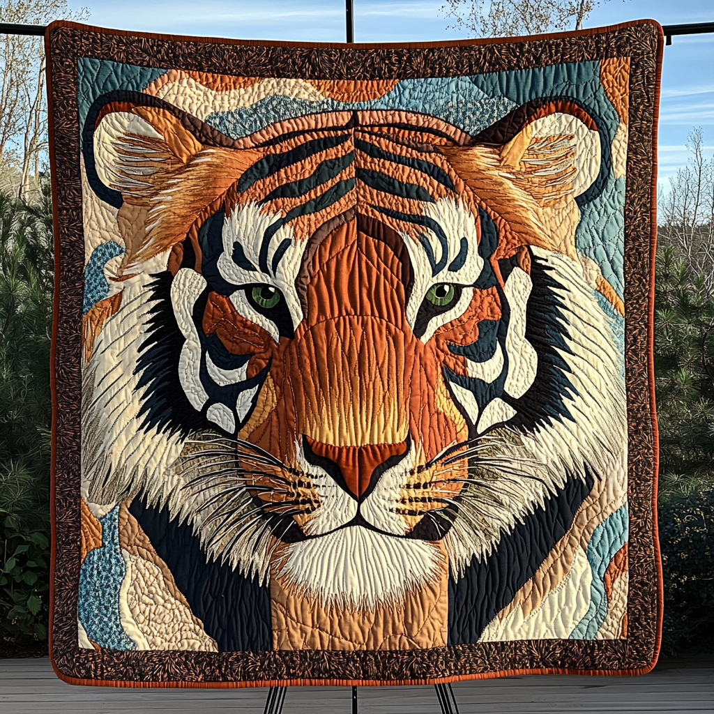 Roaring Majesty Quilted Blanket  Tiger Blanket Unique Gift For Friend