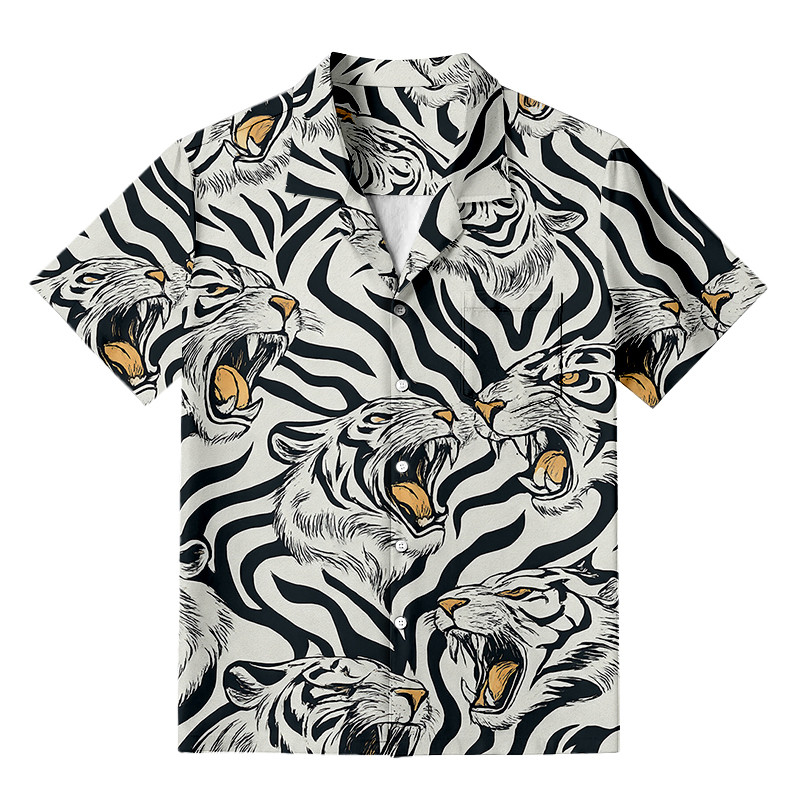 Roaring Tiger Aloha Hawaiian Shirt Animal Themed Japanese Art Apparel Gifts For Tiger Lovers