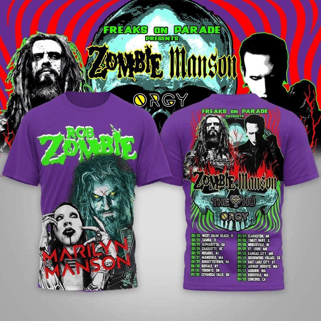 Rob Zombie And Marilyn Manson 2026 Tour Shirt Freaks On Parade Concert Merch Gift For Fans