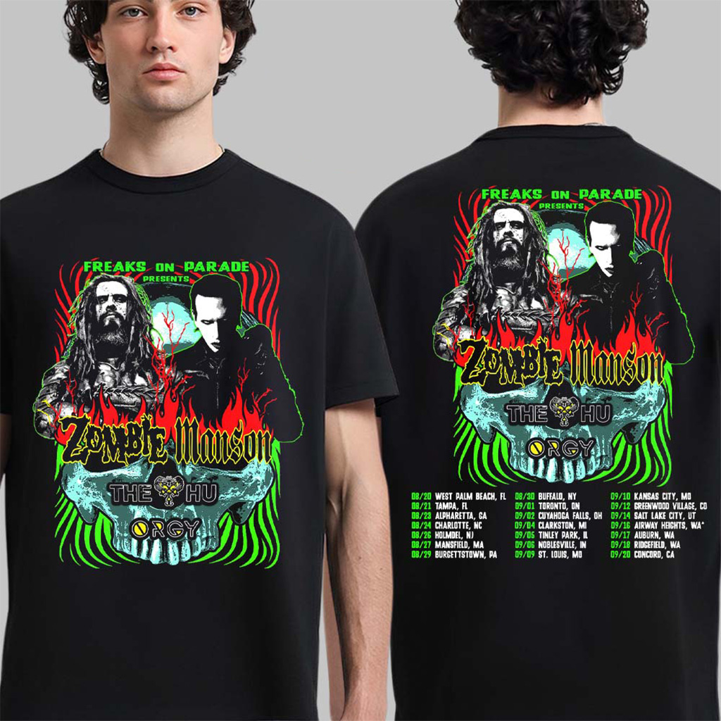 Rob Zombie And Marilyn Mason With The Hu And Orgy Freaks On Parade Presents 2026 T-Shirt