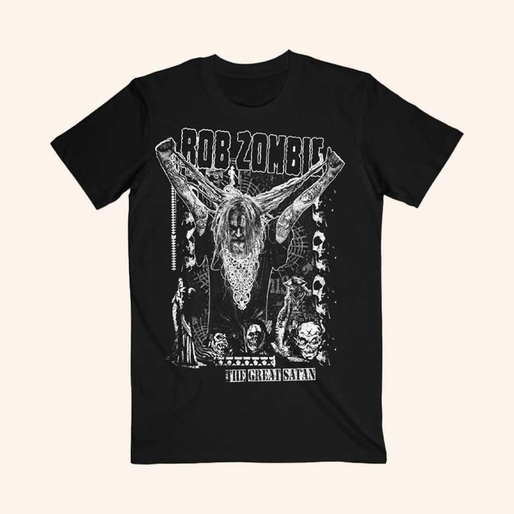 Rob Zombie Merch The Great Satan Black T-Shirt Horror Clothing Gifts For Him Rob Zombie Merch The Great Satan Black T-Shirt Horror Clothing Gifts For Him