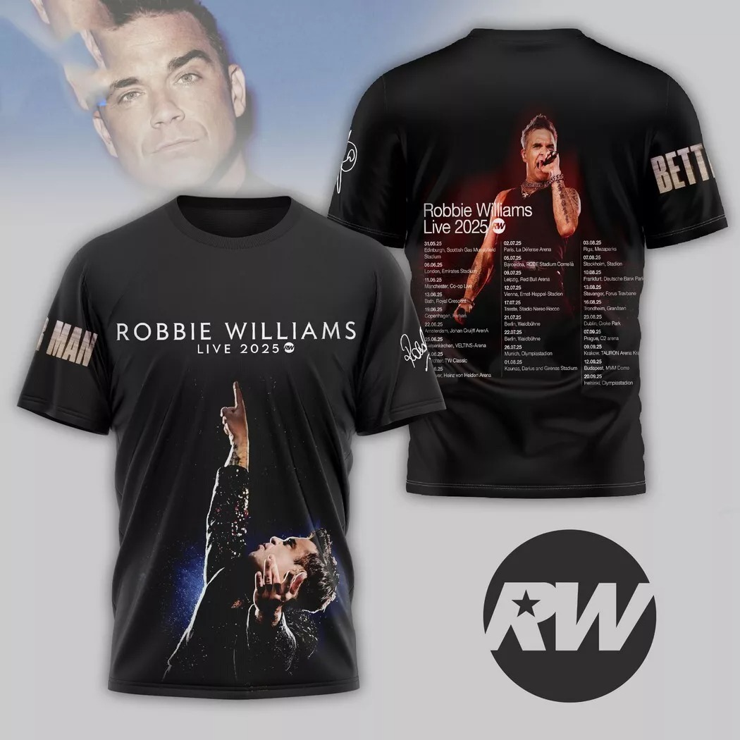 Robbie Williams Live 2025 Signature 3D T-Shirt Music Related Gifts For Guys