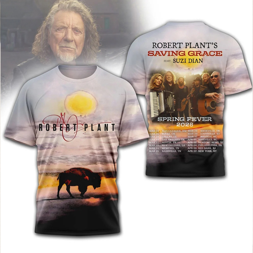Robert Plant Saving Grace Spring Fever 2026 Tour T-Shirt Official Band Shirt Fan Merch Gifts Robert Plant Saving Grace Spring Fever 2026 Tour T-Shirt Official Band Shirt Fan Merch Gifts