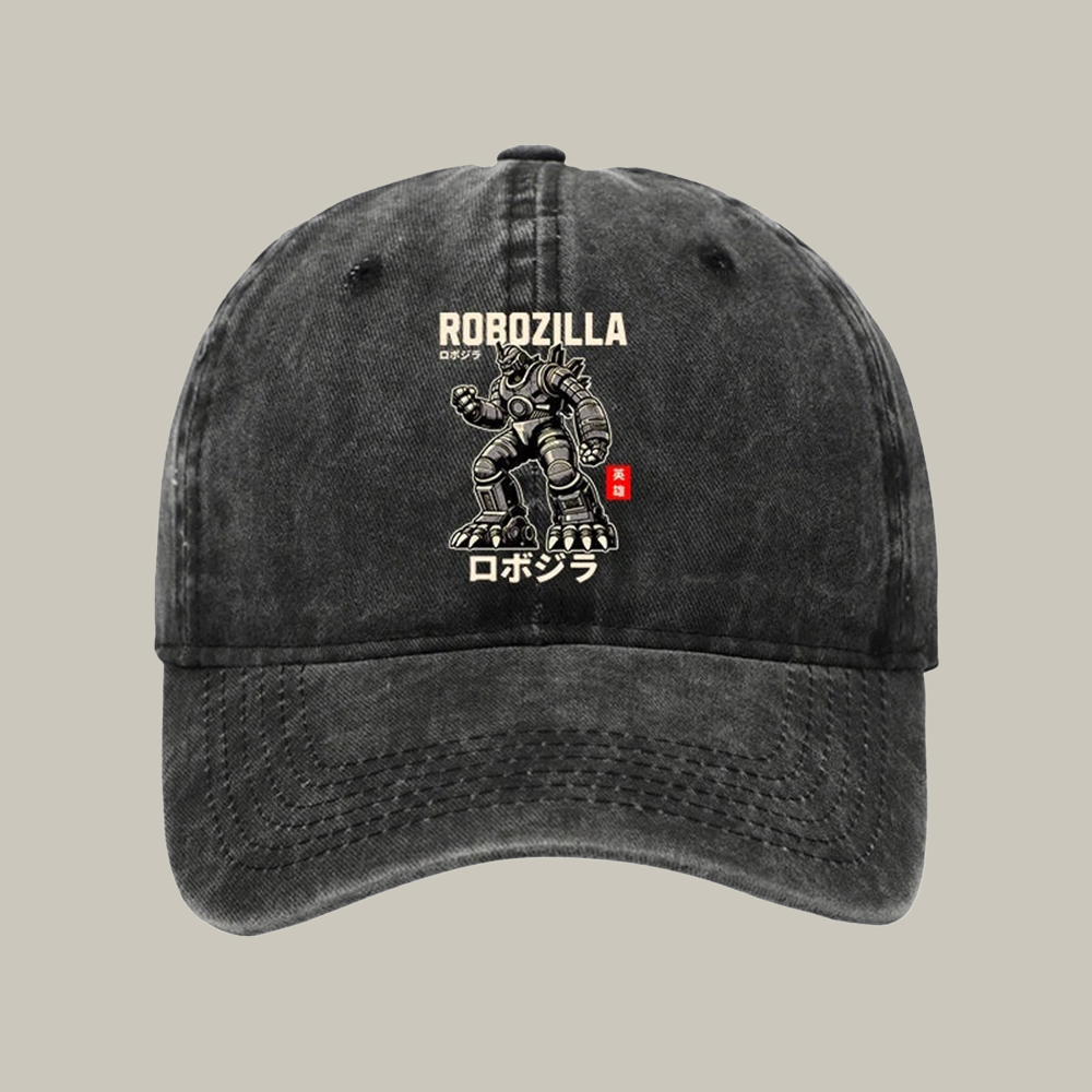 Robozilla Manga Japanese Washed Cap Cool Baseball Hat Father Daughter Gifts For Dad