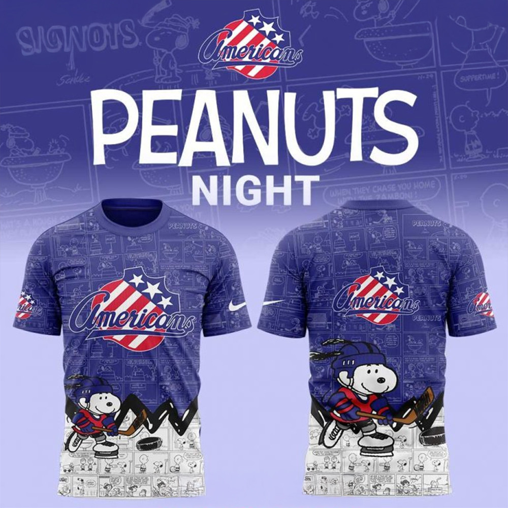Rochester Americans 75th Anniversary of Peanuts T-Shirt Gifts For Hockey Enthusiasts