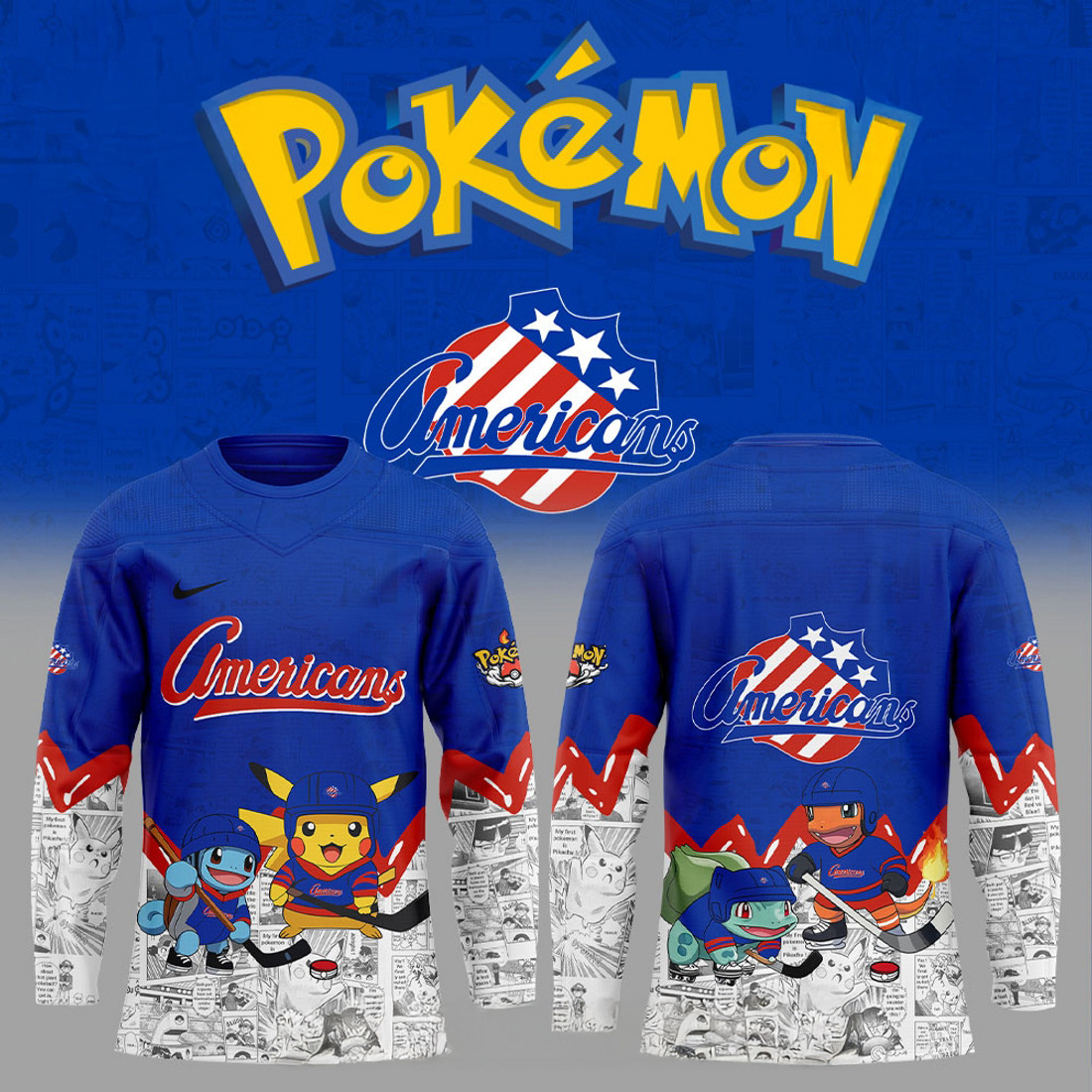 Rochester Americans x Pokemon Hockey Jersey Gift For Hockey Fans
