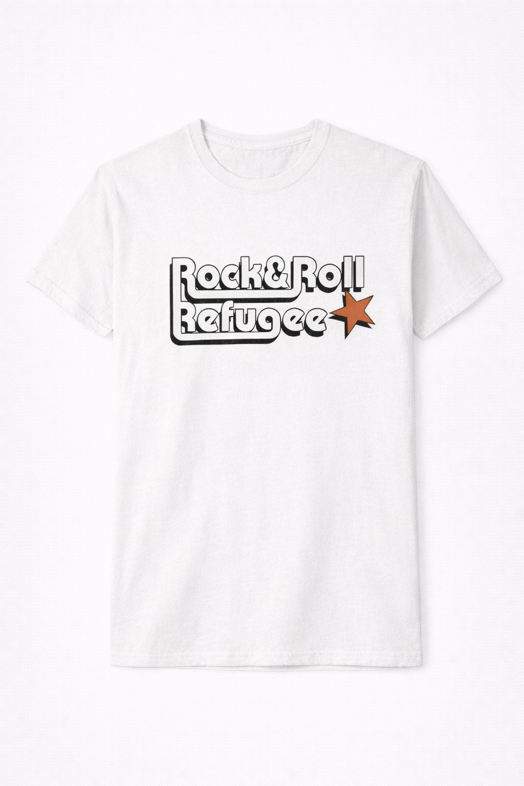 Rock And Roll Refugee Star T-Shirt Retro 70s Band Quote Clothing Classic Rock Music Fan Gift
