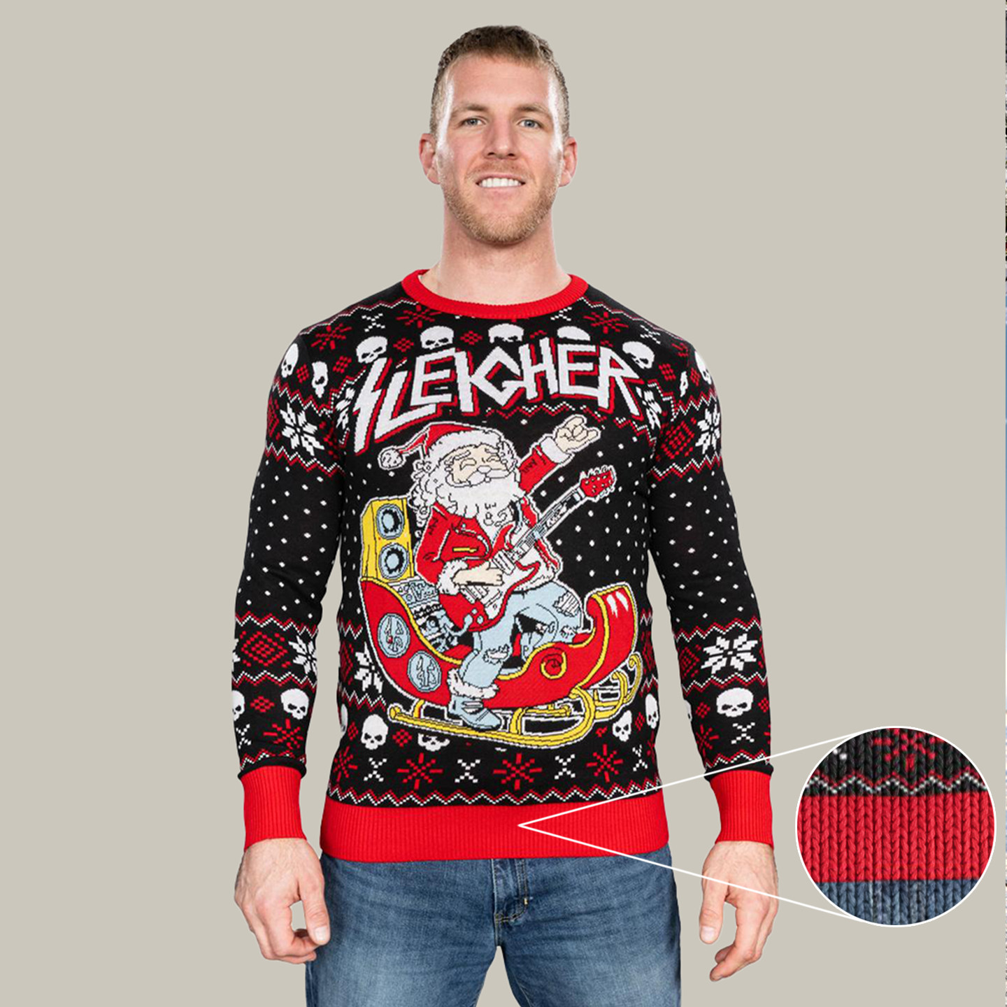 Rock And Roll Santa Claus Guitar Sleigher Ugly Christmas Sweater Funny Xmas Jumper Dad Gifts
