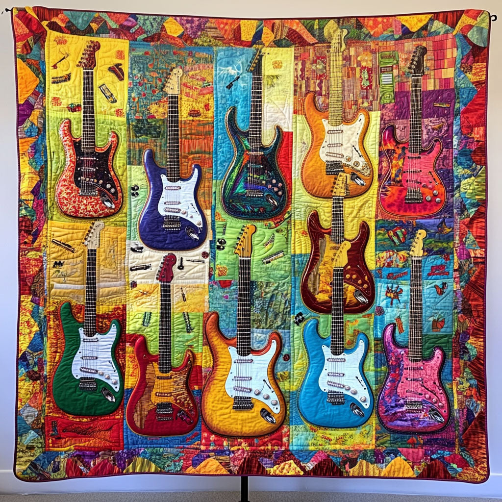 Rock Anthem Quilted Blanket Gifts For Guitar Players